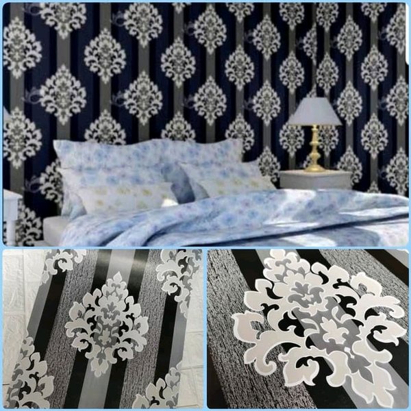 Jual Wallpaper Dinding Murah Wallpaper Sticker Motif Batik Ulir Hitam