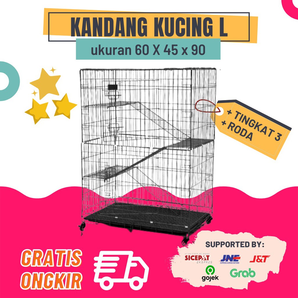 Jual Kandang Kucing Tingkat Size L Ukuran X X Cm Roda Muat