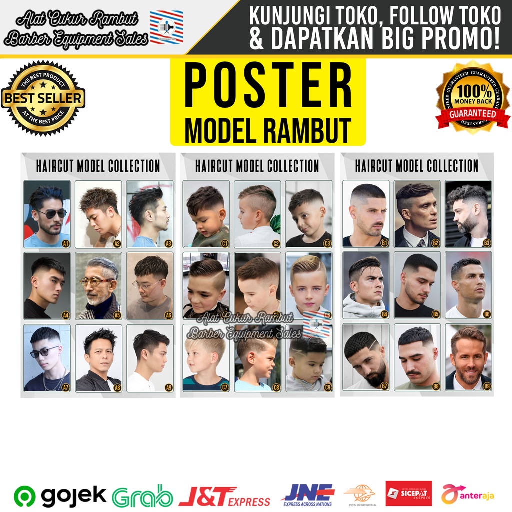 Jual Poster Model Rambut Terbaru Barber Model Pangkas Rambut Barbershop