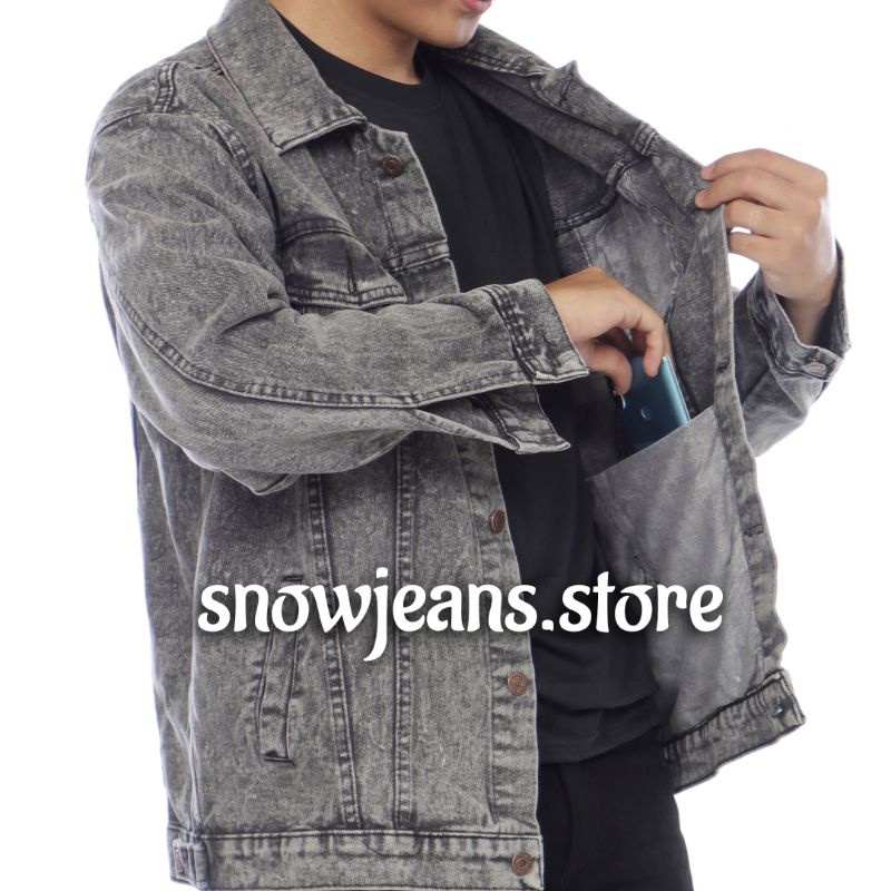 Jual JAKET JEANS PRIA JAKET JEANS DENIM JAKET JEANS SNOW BLACK