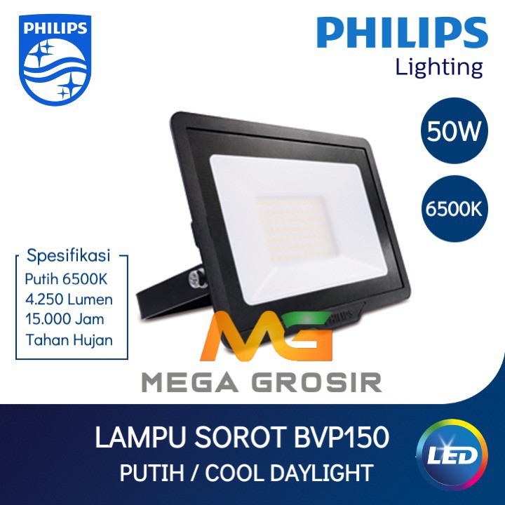 Jual Lampu Sorot LED Philips 50 Watt Putih Lampu Tembak BVP150 50W W