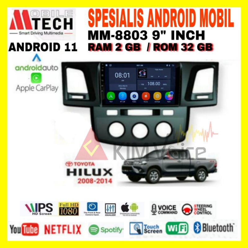 Jual Head Unit Android Mtech 9 Inch OEM Toyota Hilux 2004 2015 Plug