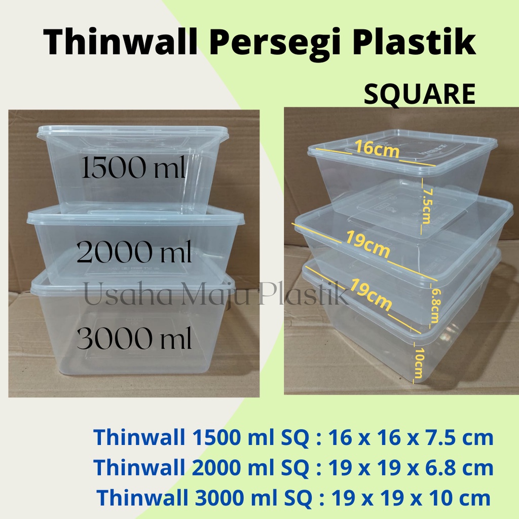 Jual Thinwall Kotak Makan Plastik Sq Square Ml Ml Ml