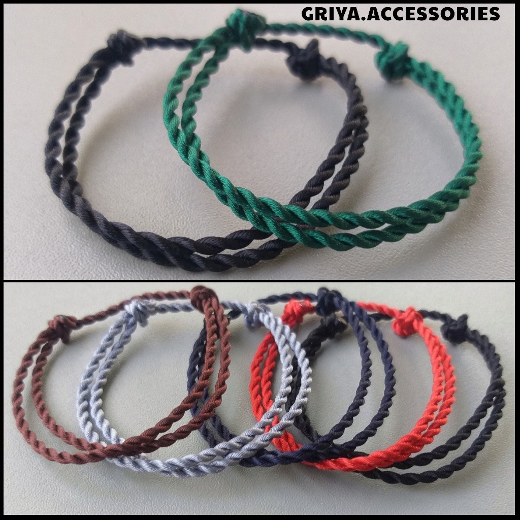 Jual Gelang Tali Ulir Satin Polos Aksesories Fashion Pria Dan Wanita