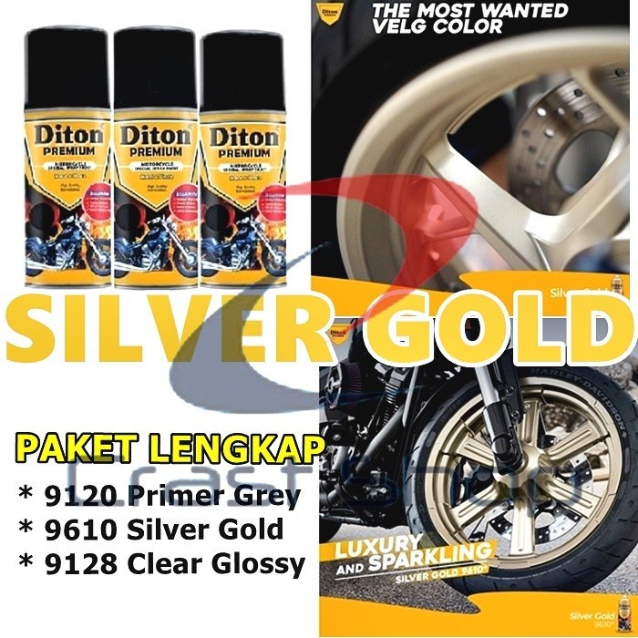 Jual Paket Lengkap Cat Pilox DITON PREMIUM Velg EP Warna Silver Gold