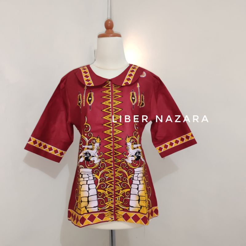 Jual Batik Nias Blus Batik Wanita Merah Lompat Batu Shopee Indonesia