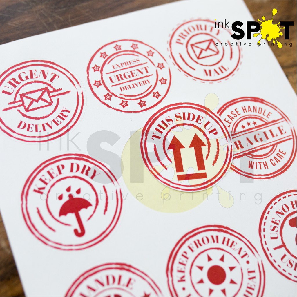 Jual Cetak Sticker Vinyl Transparan Tinta Putih Potong 2 X 2 Cm S