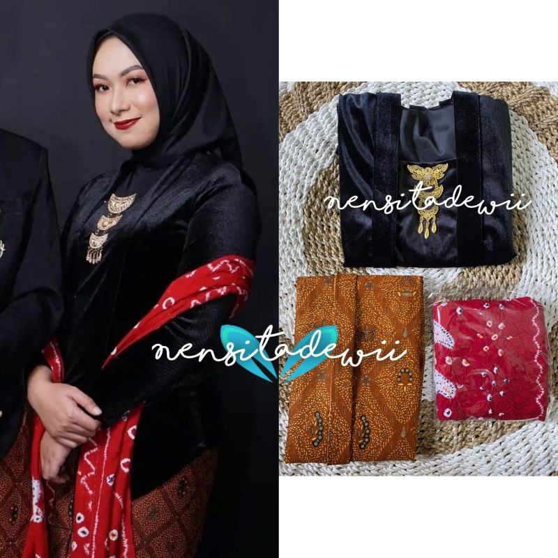 Jual 1 SET Kebaya Jarik Instan Selendang Motif Sidomukti P01