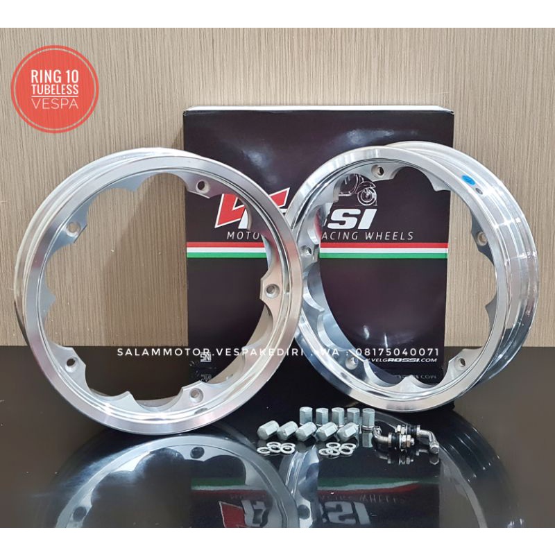 Jual Velg Vespa Tubeless Vrossi VRX Silver Chrome Polist Ring 10 Sprint