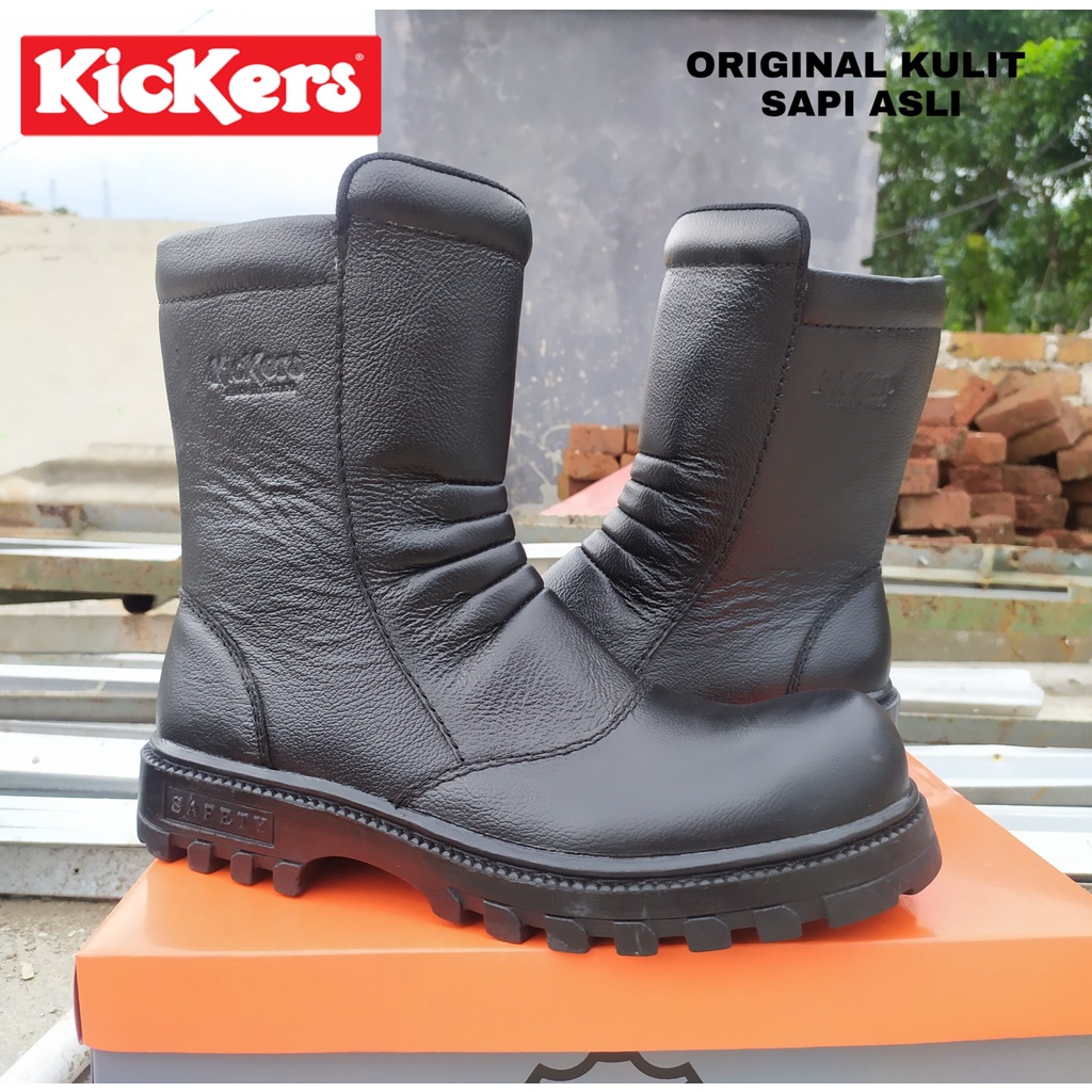 Jual Sepatu Pria Kulit Asli Safety Ujung Besi Safety Boots Sleting