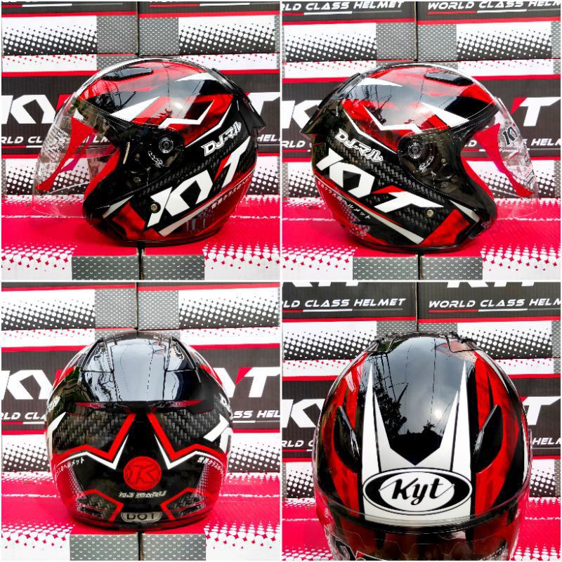 Jual Helm Half Face KYT Dj Maru Motif 15 Black Red Shopee Indonesia