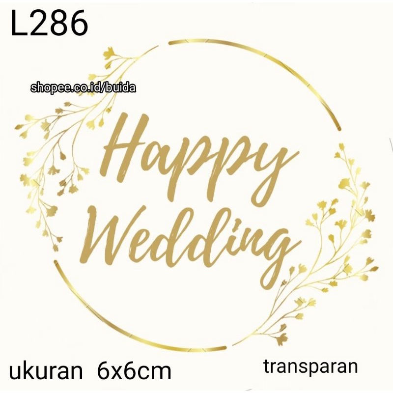 Jual Stiker Sticker Happy Wedding Label Kado Pernikahan Segel Kemasan