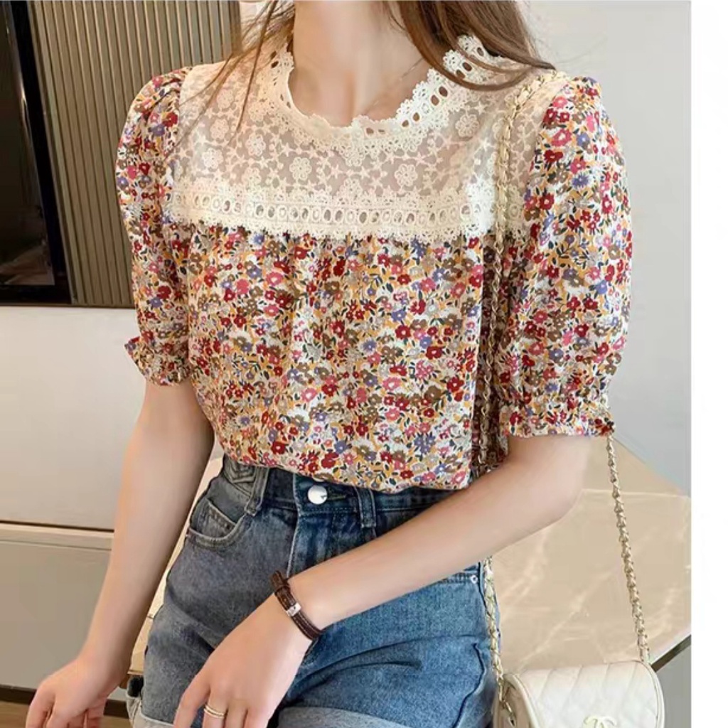 Jual Tm Blouse Ottavia Floral Import Shopee Indonesia