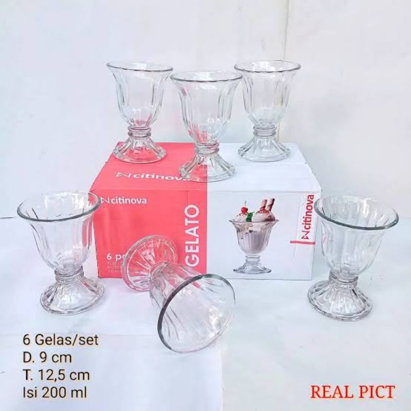 Jual Gelas Es Krim Glas Kaca Gelato Isi 6 Glas Cafe Glas Minum