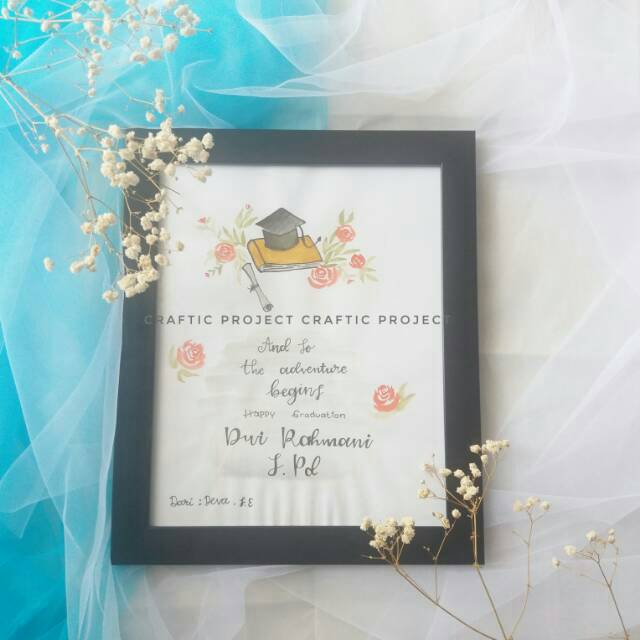 Jual Handlettering Watercolour Kado Wisuda Kado Ultah Kado Pacar