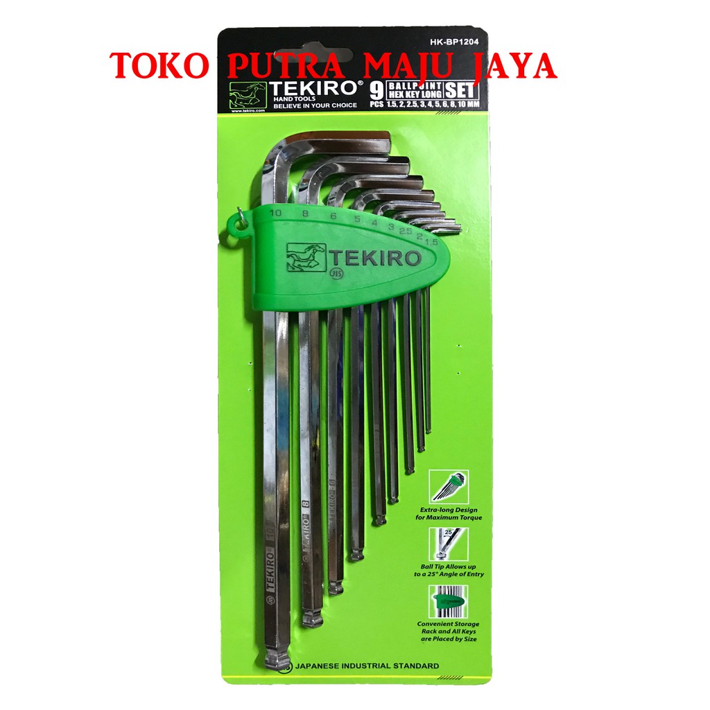 Jual KUNCI L TEKIRO PANJANG BALLPOINT 9 PCS BALL POINT HEX KEY LONG