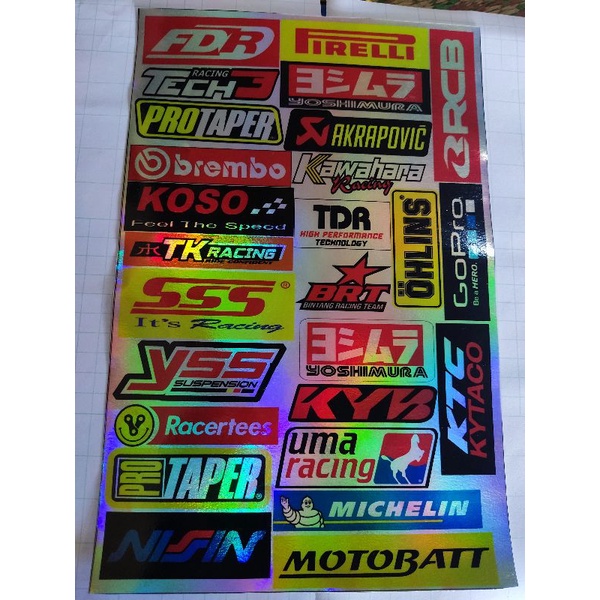 Jual Stiker Racing Pack Hologram Pelangi Rcb Lembar Isi Pcs