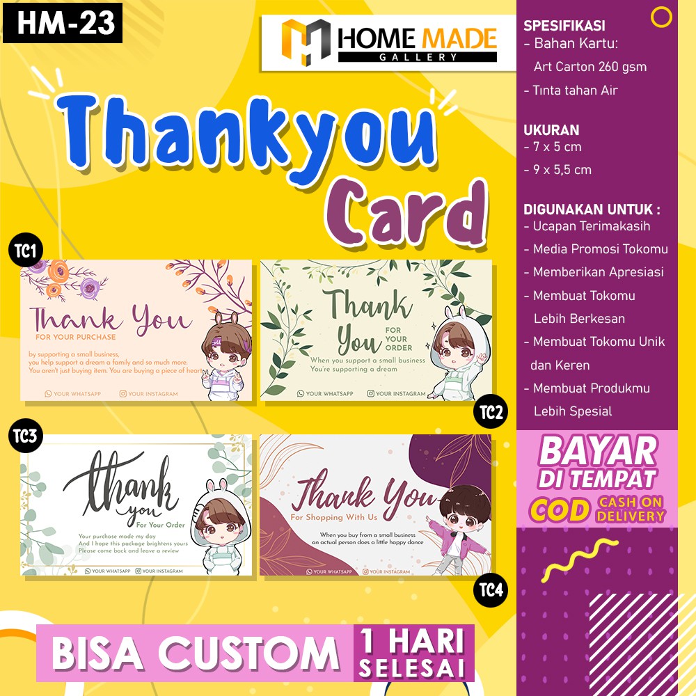 Jual Thank You Card Kartu Ucapan Terimakasih Thanks Card Kartu Souvenir