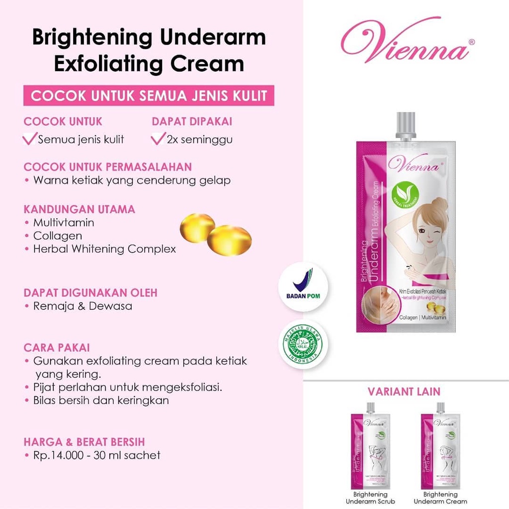 Jual Vienna Underarm Exfoliating Cream Ml Sachet Shopee Indonesia