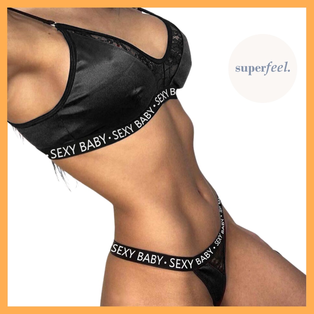 Jual SFL LINGERIE SET BIKINI SATIN GLOSS SEXY LACE RENDA AMERICAN STYLE