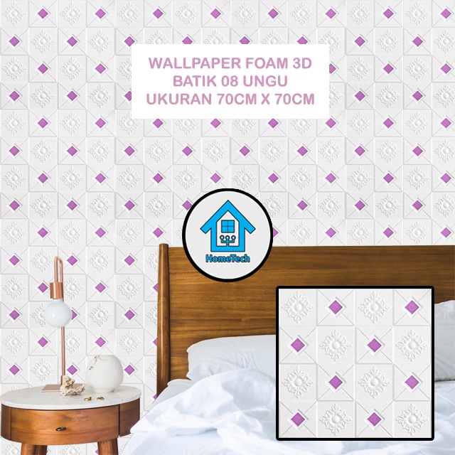 Jual HT Wallpaper Foam Motif Batik 08 Ungu 3D Wallpaper Batik Sticker