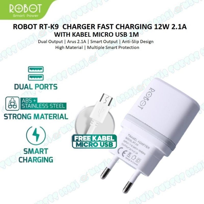 Jual Robot Adaptor Charger Rt K W Batok Charger Dual Port A