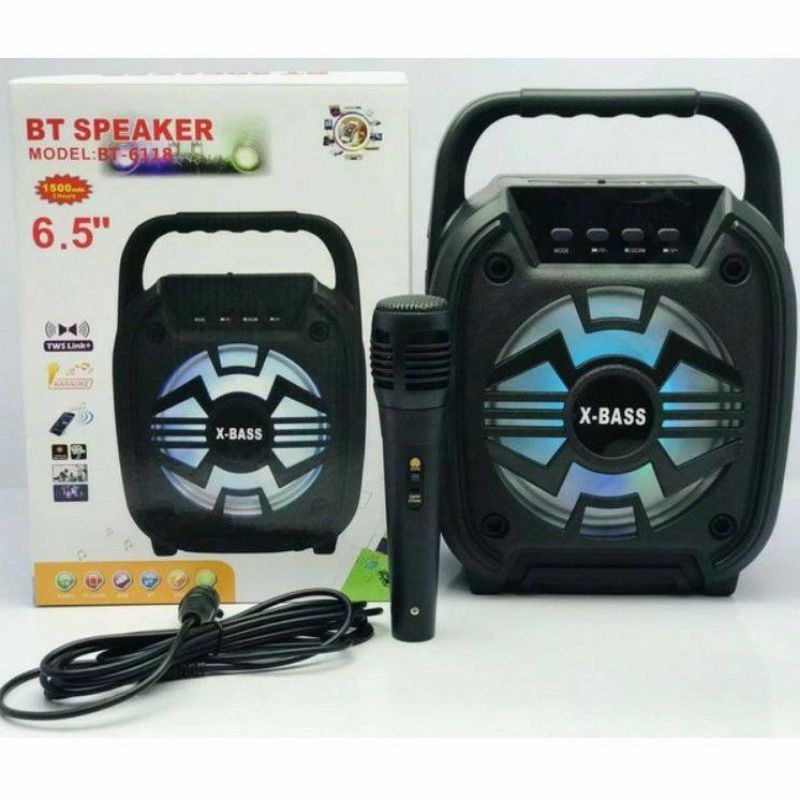 Jual SPEAKER WIRELESS BLUETOOTH SUBWOOFER 6 5INC FREE MIC KARAOKE RADIO