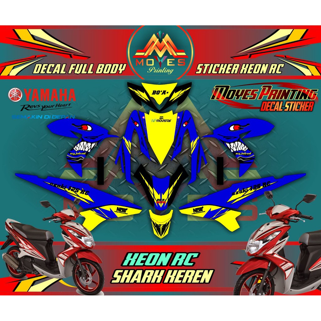 Jual Decal Stiker Xeon RC Pola Design Shark Sticker Full Body Yamaha