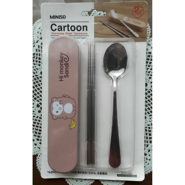 Jual Cutlery Set Miniso Sumpit Sendok Miniso Alat Makan Miniso