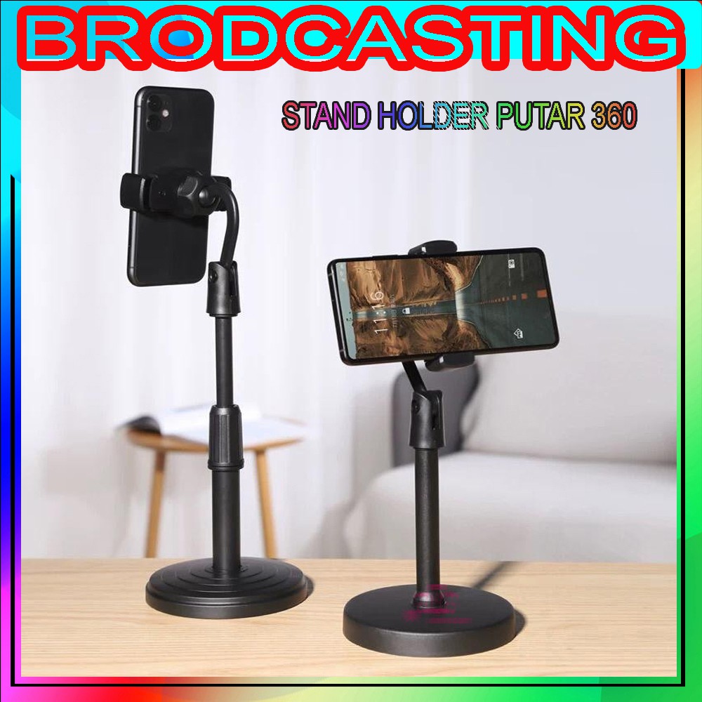 Jual Stand Holder Handphone Broadcasting Putar 360 Desktop Penyangga HP