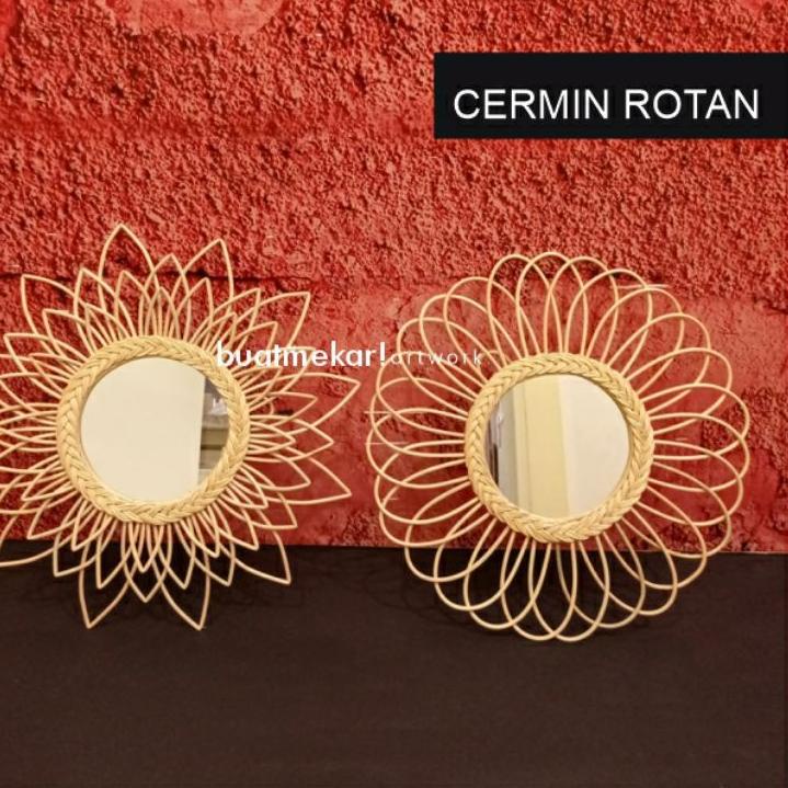 Jual Terbaru Cermin Rotan Aesthetic Mirror Kaca Dinding Murah