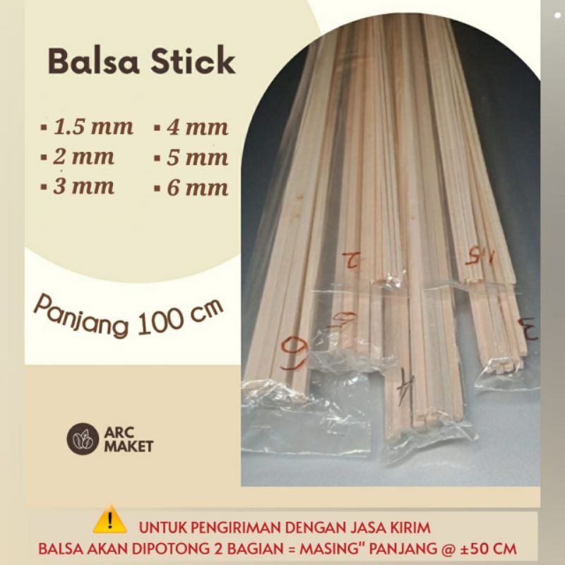 Jual KAYU BALSA STICK 1 5 MM 2 MM 3 MM 4 MM 5 MM 6 MM 8 MM DAN