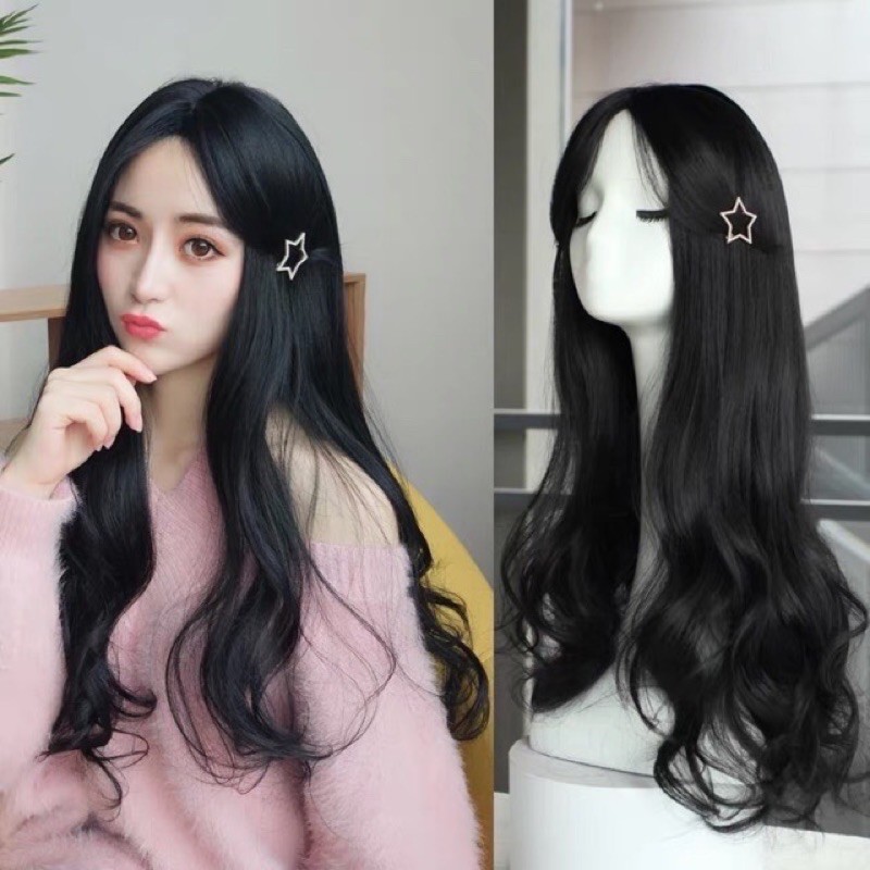 Jual Wig Belah Tengah Curtain Bangs Wave Wig Panjang Tanpa Poni