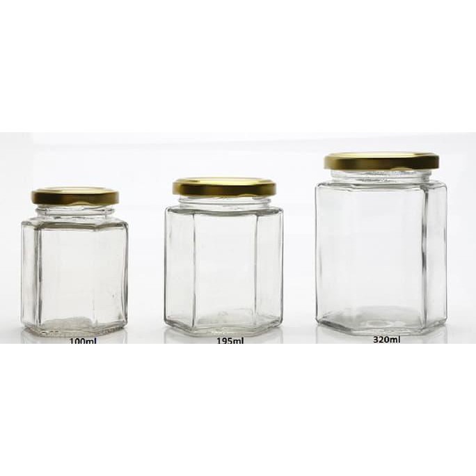 Jual Botol Jar Toples Selai Kaca Ml Segienam Hexagon Tutup Seng