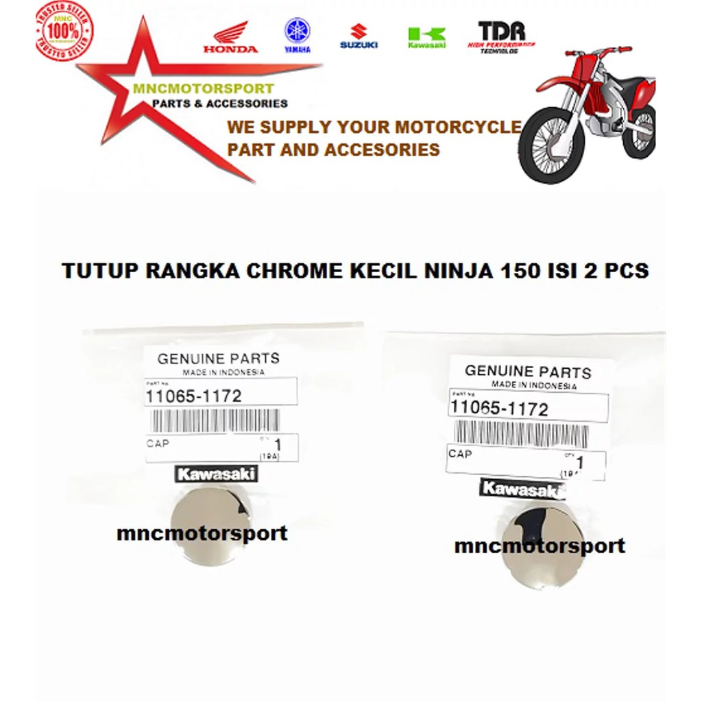 Jual ISI 2 PCS TUTUP CHROME KECIL RANGKA KAWASAKI NINJA 150 KLX 150