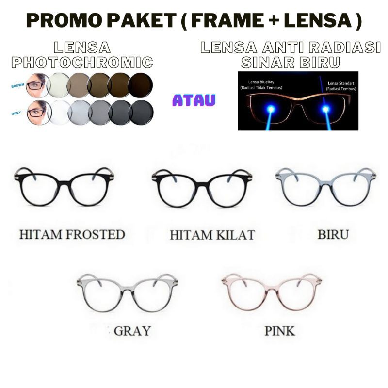 Jual Paket Frame Dan Lensa Photochromic Atau Antiradiasi Shopee