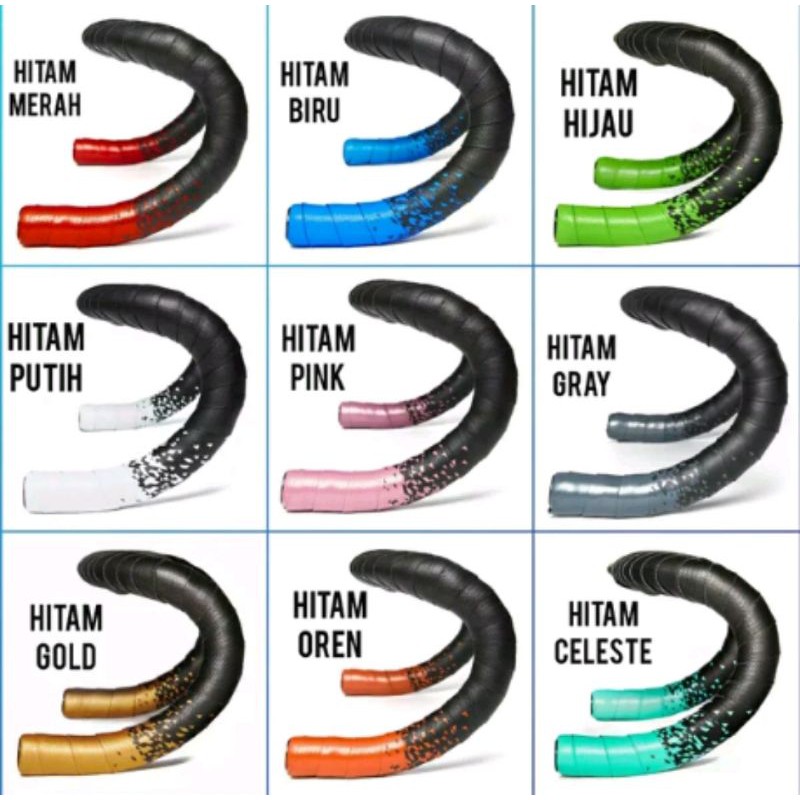 Jual Bar Tape Lite Skin Two Tone Bartape Dua Warna Hitam Biru Merah