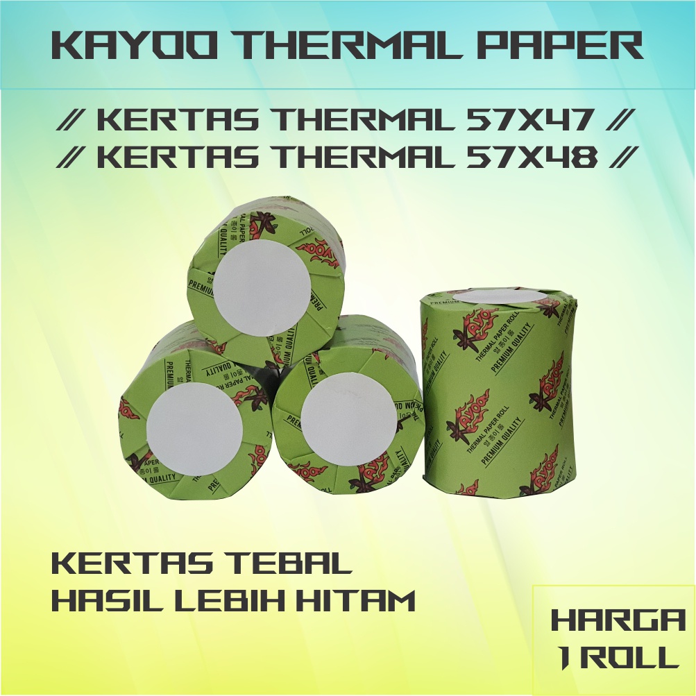 Jual KERTAS THERMAL STRUK KASIR PAPER ROLL KAYOO 57X47 57X48 TERMAL