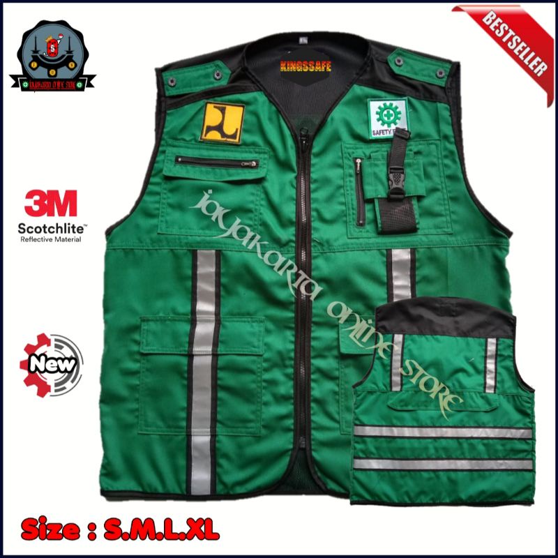 Jual Rompi Safety Vest M Schotlite Japan Drill Hijau Hitam Rompi