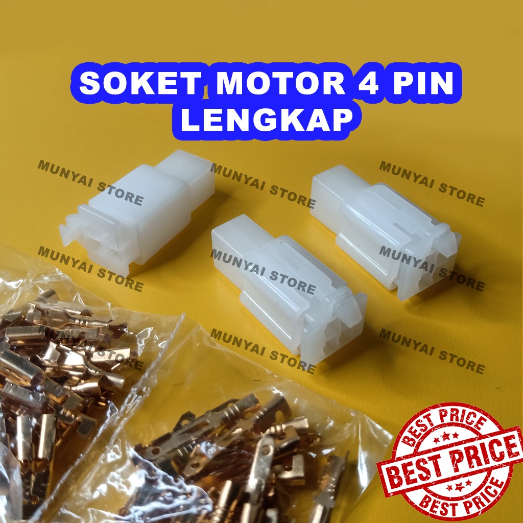 Jual SKUN MOTOR 4 PIN LENGKAP SOKET MOTOR 4 PIN KECIL SKUN LENGKAP