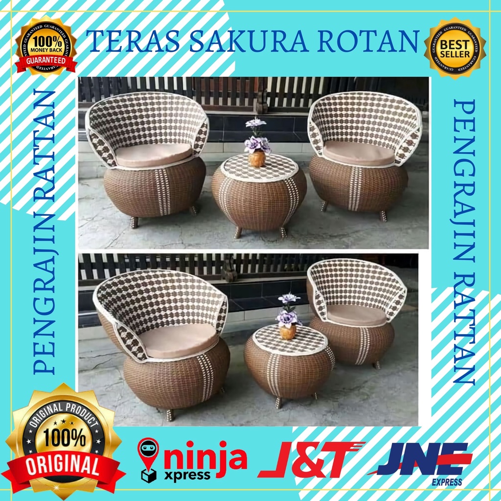 Jual Kursi Korsi Bangku Teras Sakura Malas Santai Anyaman Rotan Rattan