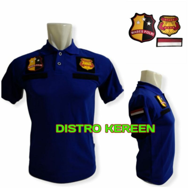 Jual Kaos Gada Utama Mabes Polri Biru Velcro Emblem Bisa Copot Pasang