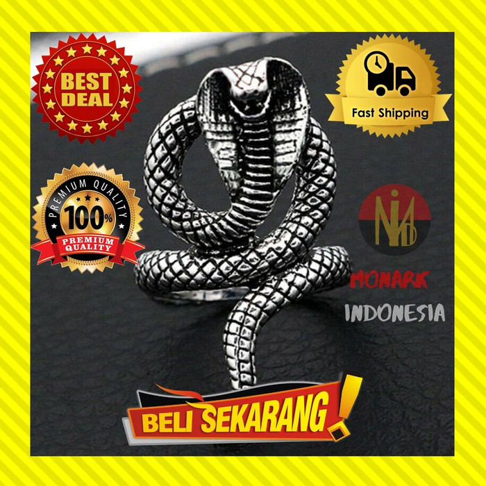 Jual Cincin Pria Titanium Adjustable Ular Cobra Silver Perak Premium