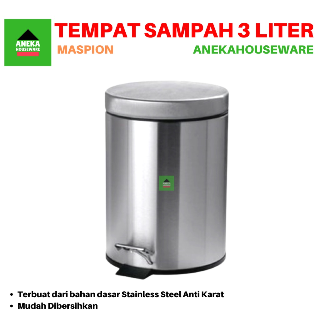 Jual Tempat Sampah Dust Bin Injak Stainless Steel 3 Liter Maspion