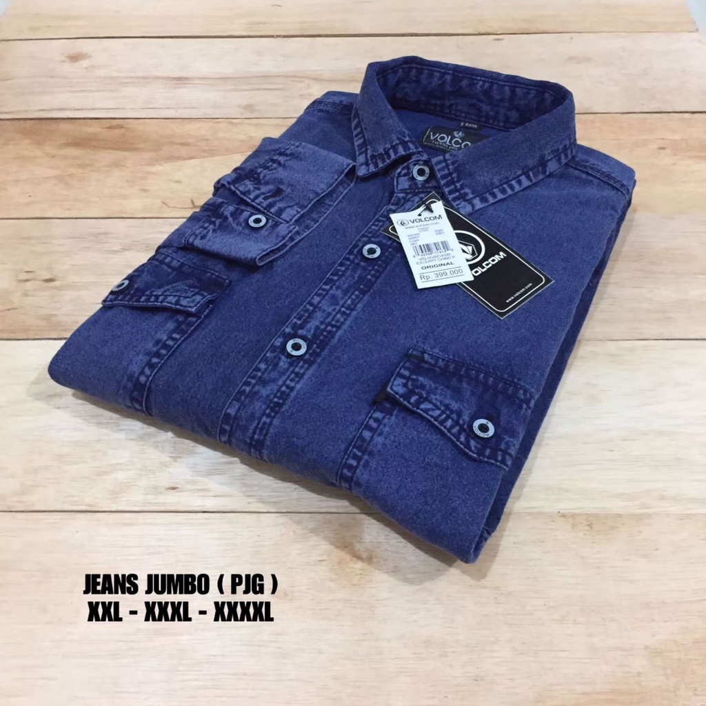 Jual Kemeja Pria Kemeja Jeans Jumbo Kemeja Denim Lengan Panjang