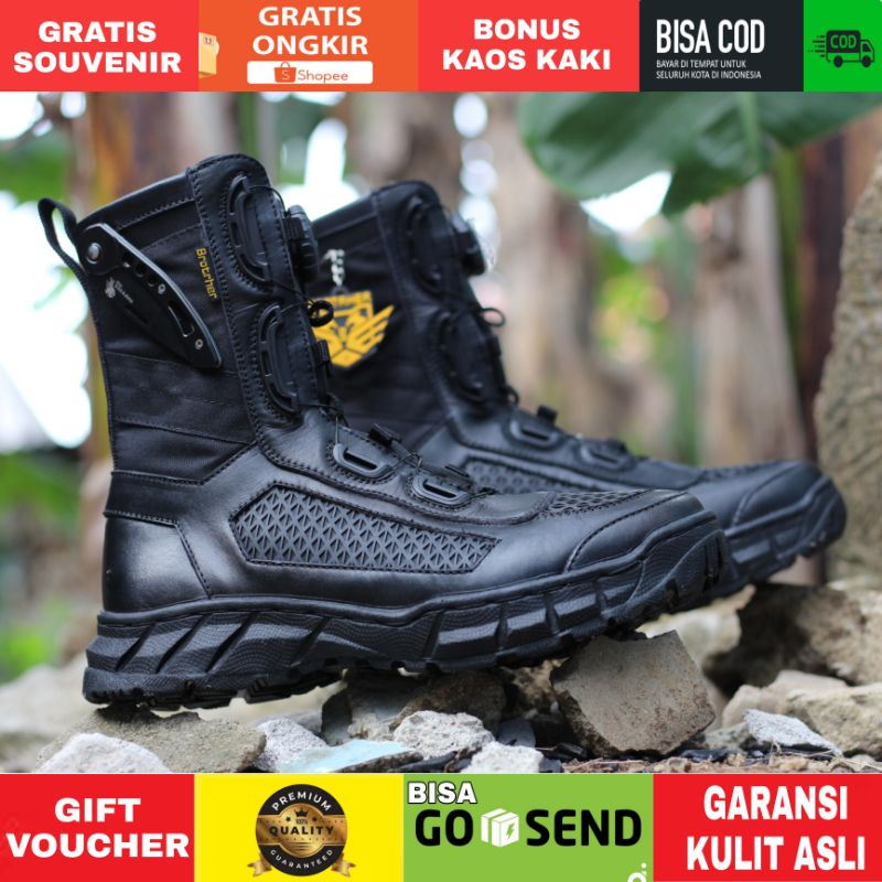 Jual Sepatu Pdl Tali Putar Merk Brotrher Fitgo Tawon Bahan Kulit Sapi