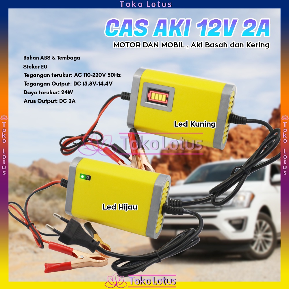 Jual Cas Aki Portable 12V 2A Casan Accu Motor Mobil Sparepart Motor