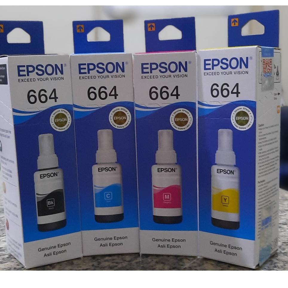 Jual Tinta Epson 664 Black Magenta Cyan Yellow Kemasan Terbaru