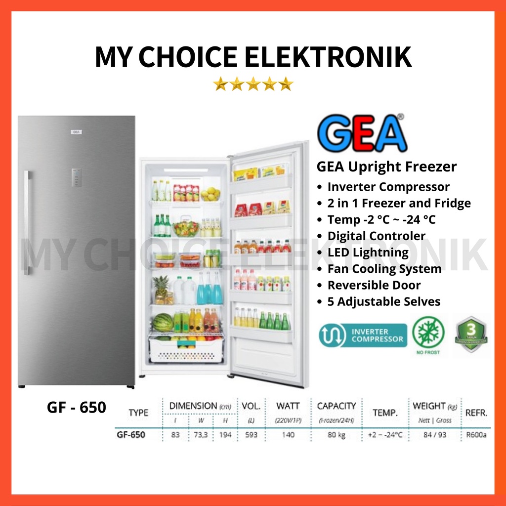 Jual Gea Upright Freezer Gf W Inverter Gf W Gf W L