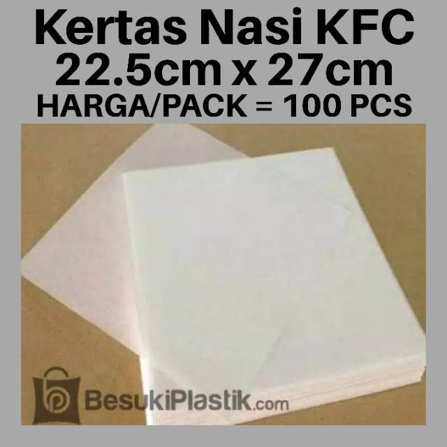 Jual Kertas Nasi KFC 22 5x27cm Kertas Nasi Putih Kertas Bungkus